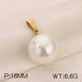 Minimalist white pearl pendant with golden bail, 16mm diameter, weighing 6.6g - Gold Style (KP120440-Z)
