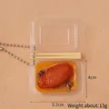 Miniature food keychain featuring roast chicken wing in a takeaway box with bead chain - Braised Chicken Wing