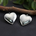 Silver 316 stainless steel heart locket pendants with hinge detail for DIY jewelry - Heart Smooth Locket 29*29mm / Hand Polishing