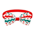 Christmas pet bowtie with red snowflake and holly patterns on adjustable red strap - Red White Wave Snowflake-Red Strap