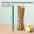 Green plastic jumbo straws 260mm x 12mm with sharp tip in individual paper packaging - 12*260mm Pointed Thick Green Straws-100pcs Kraft Paper Wrap