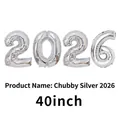 Silver 40 inch 2026 number foil balloons for New Year Eve party decoration - 40 Inch / Chubby Silver
