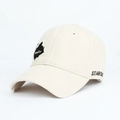 Cappellino da baseball in cotone crema effetto usurato con fori e ricamo STARIG laterale - Regolabile / Bianco Sporco