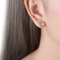 Élégantes boucles d'oreilles ovales dorées avec pierre blanche et halo de cristal - F889-Ovale Blanc Cristal Zirconia