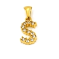 Gold plated letter S pendant with sparkling white cubic zirconia stones for women - Letter S Pendant