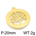 Gouden levensboom hanger van roestvrij staal, 20 mm ronde bedel, gewicht 2 g - 20mm(KLJ4285-Z) / Goud