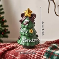 Mini sapin de Noël en résine avec nœud rouge sur tissu écossais pour décoration de fête - Sapin de Noël