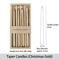 Set of four 25cm metallic gold scented taper candles in beige gift packaging - Taper Candle Set / Christmas Gold