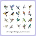 Set of 40 watercolor bird stickers with 20 unique species for vintage journaling - Colorful Wings-40PCS