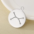 Silver zodiac pendant with sparkling crystals on a ceramic dish background - Silver Style (KLJ4540-Z)