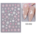 Pink and white Christmas snowflake reindeer nail stickers model CO-032 for festive manicure - CO-032