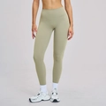 Light green high-waisted yoga leggings with butt-lifting effect for fitness and running - S / Bottoms / Moss Green