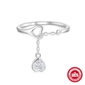 S925 sterling silver heart ring with sparkling crystal pendant and hollow design - Style 13-Heart Pendant Chain