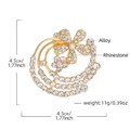 Elegant gold flower swirl brooch with rhinestones measuring 4.5cm by 4.5cm - Vortex Flower Gold