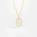 Elegant 18K gold S925 sterling silver necklace featuring a sparkling letter Q pendant - Letter Q
