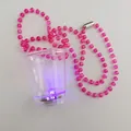 Pink bead chain necklace with transparent light-up cup and purple LED light - Transparent White LED Glow Cup