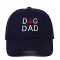 Cappellino in cotone blu scuro con ricamo Dog Dad bianco e stampa a zampa rossa - Taglia unica / Blu navy