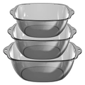 Verschachtelbare transparente rauchgraue Waschbecken in drei Größen mit Griffen - Transparent Grau 3-teiliges Set (L+M+S)