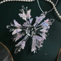 Sparkling silver snowflake ornament with colorful star sequins and a metal chain - 3D Large Glitter Snowflake 9CM