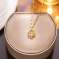 Elegant 18K gold hexagonal star necklace with sparkling diamonds on a jewelry box - 8934 Golden Dynamic Eight-pointed Star
