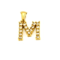 Golden stainless steel necklace featuring a crystal-encrusted letter M initial pendant - Letter M Pendant