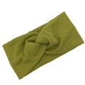 Olive green knitted elastic headband for babies with a stylish ribbed twist design - Matcha Green