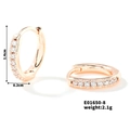 Unisex rose gold hoop earrings with white cubic zirconia pavé stones, 1.4cm diameter - E01650-8 / Rose Gold/Micro-set White Zirconia