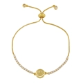Vergulde smiley armband met zirkoon mesh ketting en verstelbare schuifsluiting - Stijl C-Smiley Gezicht