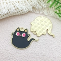 Cartoon black enamel cat charms for DIY jewelry making and handmade accessories - 31x25mm