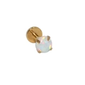 Piercing labret de acero dorado con piedra de opalo blanco y diseño de base plana - Oro Opale Blanco