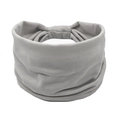 Light gray elastic bohemian sport headband with pleated texture and wide band design - Light Gray
