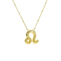 Golden balloon-style Leo zodiac pendant necklace with delicate beaded chain detail - Leo