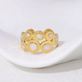 Gold Geometric Hollow White Enamel Style (JR473-GW)