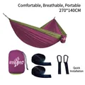 Parachute nylon outdoor hammock 270x140cm in purple and olive green with accessories - 270x140cm / Elastic Band Style / Tender Green/Pink