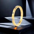 Minimalist gold-plated stainless steel ring featuring three round sparkling gemstones - 9-3 Gold With Three Diamonds (refundable And Exchangeable If Fading) / Size 7