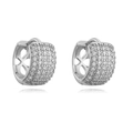 Iced out silver hip hop hoop earrings featuring pavé cubic zirconia settings for women - Platinum Back Hollow C-Shape