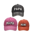 Three-piece family baseball cap set in pink and navy with PAPA MAMA MINI embroidery - Family Set (PAPA+MAMA+MINI) / Black/Pink/Orange