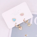 Set orecchini dorati con cuore, stella, zirconi colorati e perni in argento 925 - Set Cerchio Cuore Occhio del Diavolo Stella (4#)