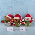 Set di 3 decorazioni natalizie con orsetti e pupazzo di neve con berretti in maglia - Trio Decorativo da Appendere (Gruppo 22)