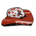 Retro cowboy hat hair claw clip in red and white with heart and star patterns - Red and White Heart Star Hat Style
