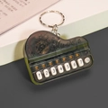 Miniature deep green transparent piano keychain with functional music notes and keys - Bag Packaging / Transparent Black