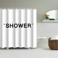 Moderner weißer Polyester Duschvorhang mit SHOWER Text und Haken für das Badezimmer - 90*180cm / Weiß