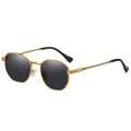 Occhiali da sole in metallo dorato con lenti scure e aste a corda intrecciata - Montatura Oro Lente Nera C2