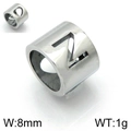 Perle d'espacement 8mm en acier inox avec lettre Z découpée et détail de coeur, 1g - Lettre Z (KLJ1321-Z)