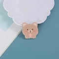 Cute winking brown bear acrylic pin badge for bags and clothes with a pink blush detail - Greedy Bear