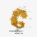 18K vergoldeter Edelstahl Sonnenring mit verstellbarem Band und Sternenmuster - Gold