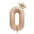 Champagne gold number 0 balloon with mini crown for baby birthday party decoration - Caramel Crown Number 0