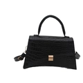 Sac sous le bras minimaliste noir motif crocodile avec base incurvée et bandoulière - Noir