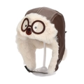 Cappello da pilota marrone per bambini in ecopelle con fodera in peluche e orsetto - 54CM (Consigliato 4-6 Anni) / Stile Orso Cartone Animato Caffè (Caffè B)