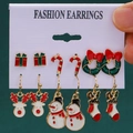 6-pair set of Christmas earrings with Santa, reindeer, and candy cane charms - 29 Reindeer Snowman Socks (6 Pairs Set)